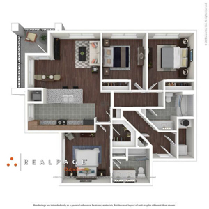 C - 3 Bdr / 2 Bath - 1,202-1,237 Sq. Ft.*